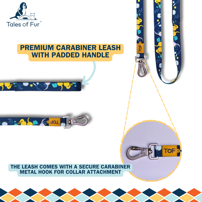Tales of Fur Tails Ahoy! Premium carabiner leash with padded handle Small